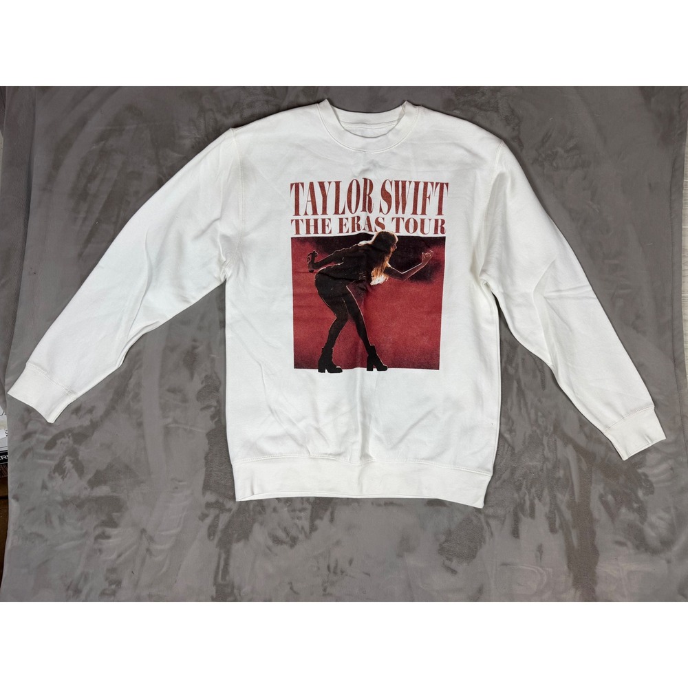 Taylor Swift The Eras Tour White Crewneck Sweatshirt Red Graphic Size Large NWOT